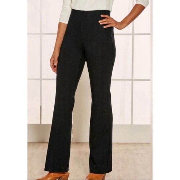 Soft Surroundings Ultimate Bootcut Jeans Womens Large Black Fade Pull On Pants - Picture 1 of 11